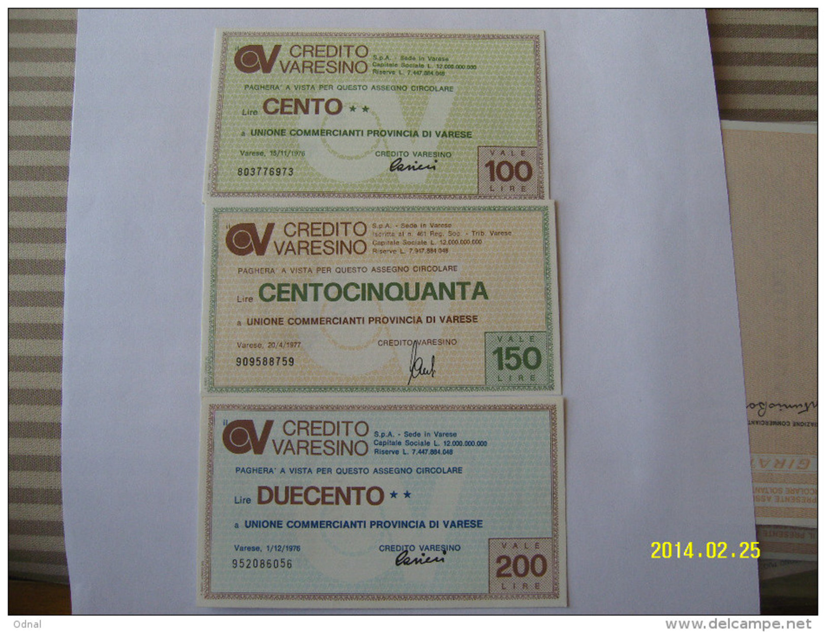 MINIASSEGNI SERIE CREDITO VARESINO ( Unione Commercianti Provincia Di Varese ) FDS - [10] Cheques Y Mini-cheques