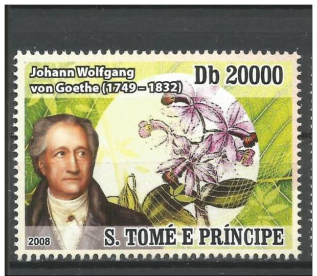 Sao Tome Johann Wolfgang Von Goethe Germany Botany Botanist 1v Stamp Michel 3509 - Altri & Non Classificati