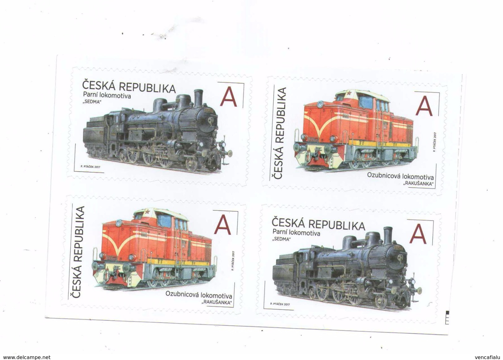 Czech Republic 2017 - Old Locomotive, 2x2 Self-adhesive Stamps (from BKL - Booklet), MNH - Eisenbahnen