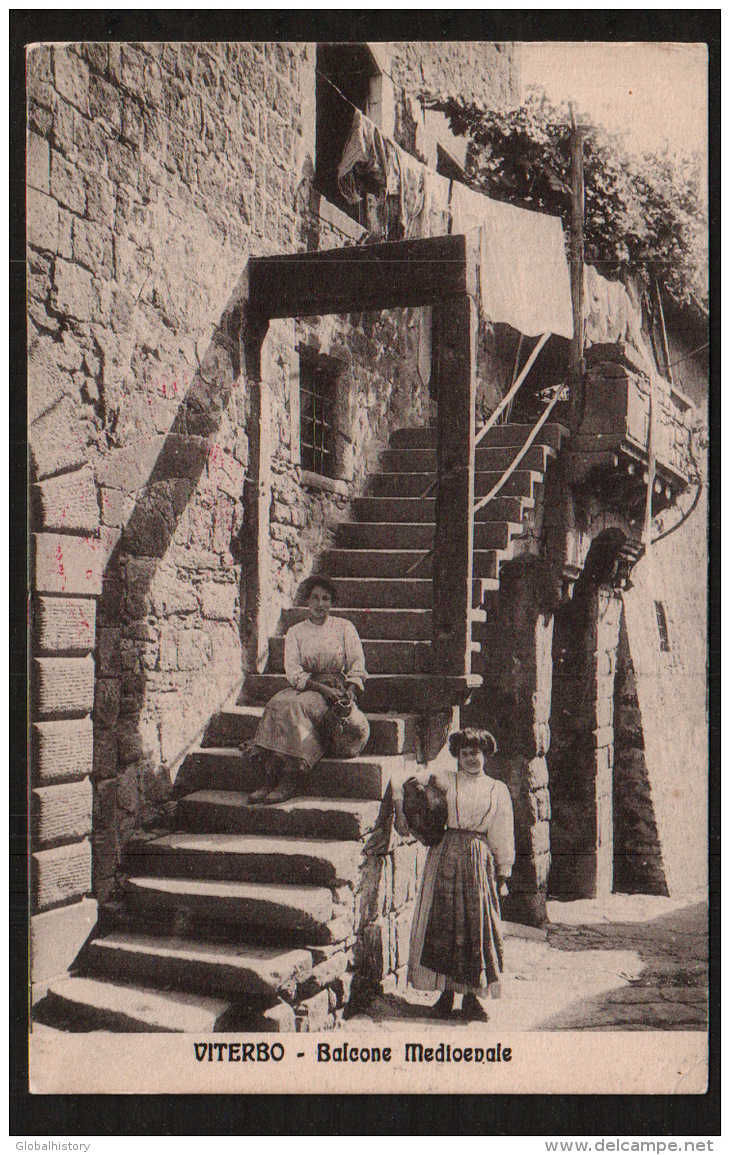 DD1476 - VITERBO - BALCONE MEDIOEVALE - 2 WOMEN - Viterbo