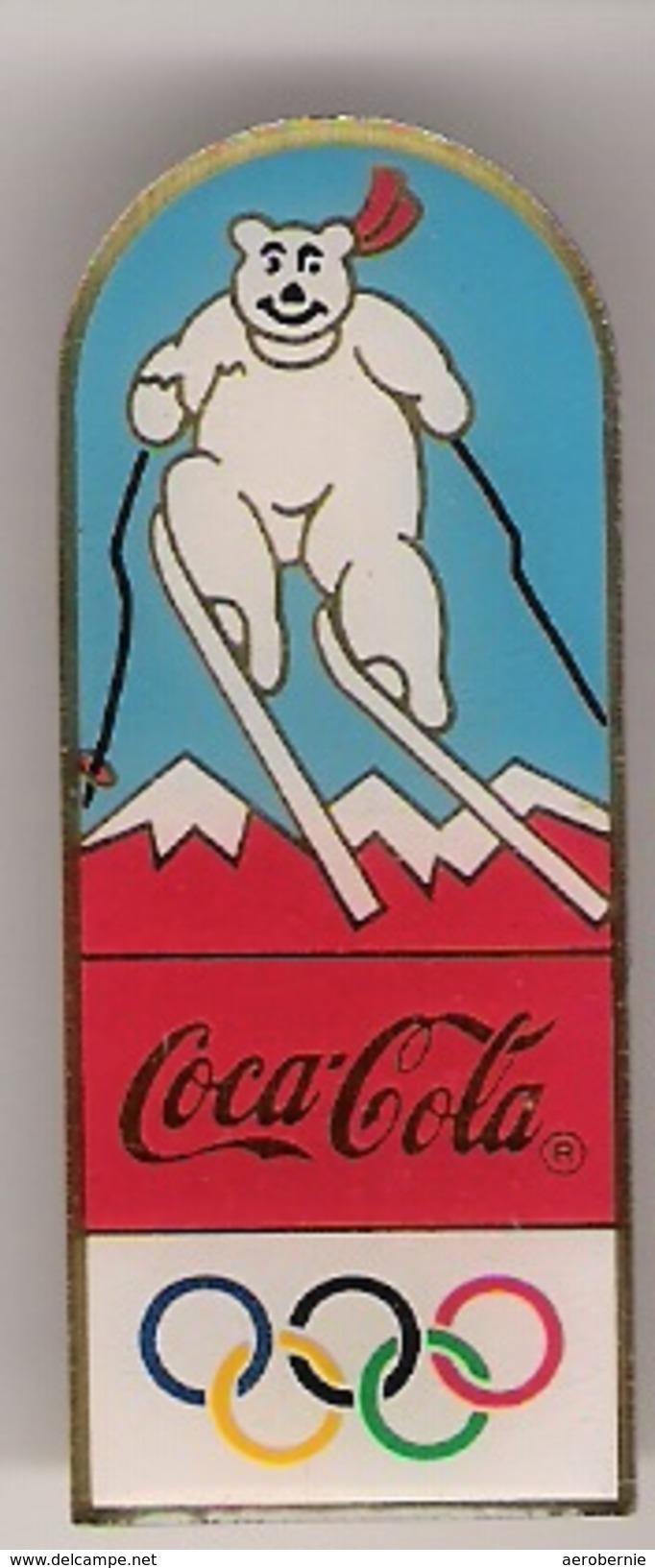 Pin Coca-Cola - Olympia / Eisbär Als Skifahrer - Coca-Cola