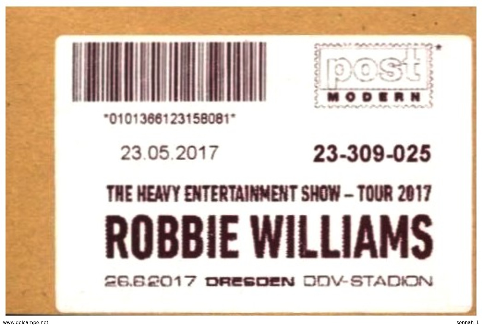 Bund / Post Modern [01129 Dresden]: 'Robbie Williams Tour, 2017' - Privados & Locales