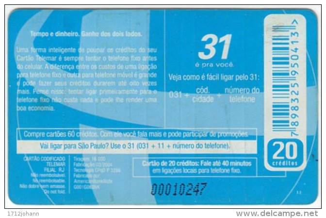 BRASIL E-180 Magnetic Telemar - Collection, Phonecard - Used - Brasilien