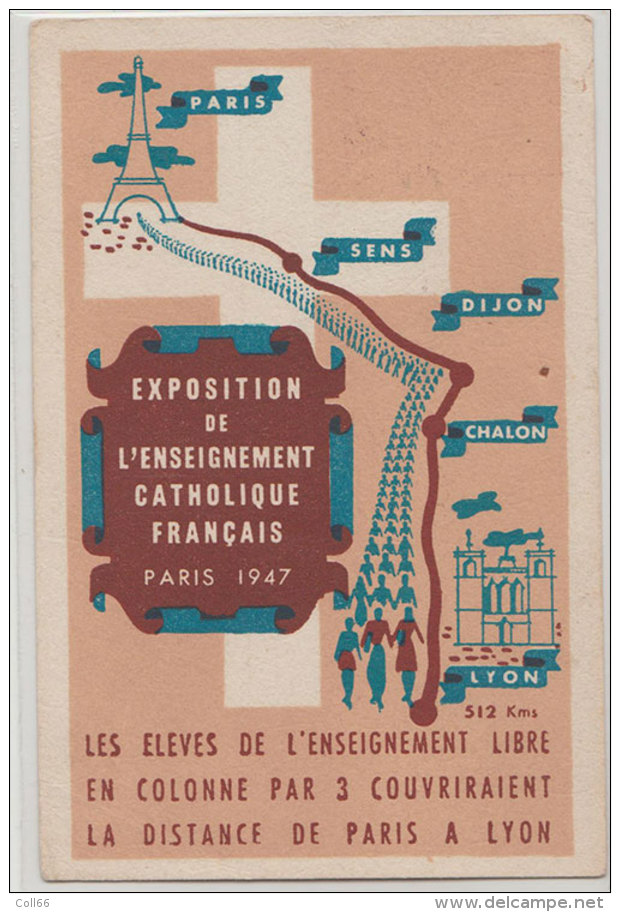 1947 Exposition De L'Enseignement Catholique Français Propagande Dos Scanné Voir état - Tentoonstellingen