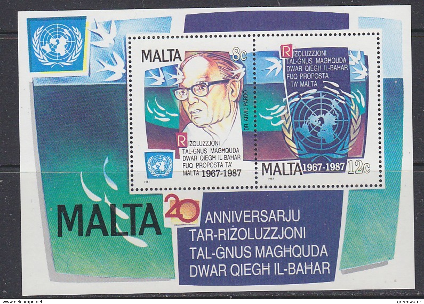 Malta 1987 United Nations Resolutiion On The Seabed  M/s ** Mnh (36025) - Malta