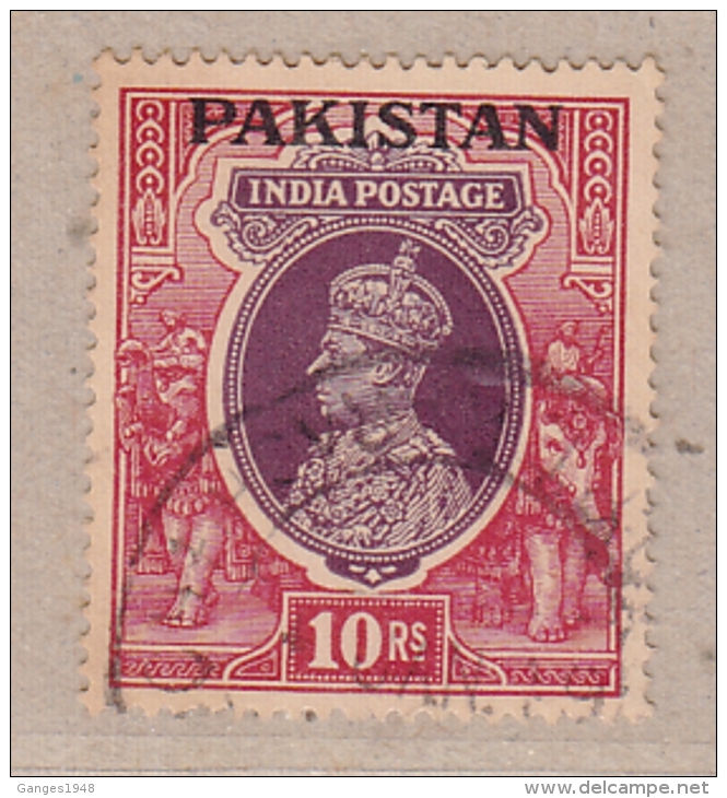 Pakistan  India KG VI  10 Rs  VARIETY  AN  JOINED TOGATHER AT BOTTOM  Overprint  Used  # 95343   Inde Indien - Pakistan