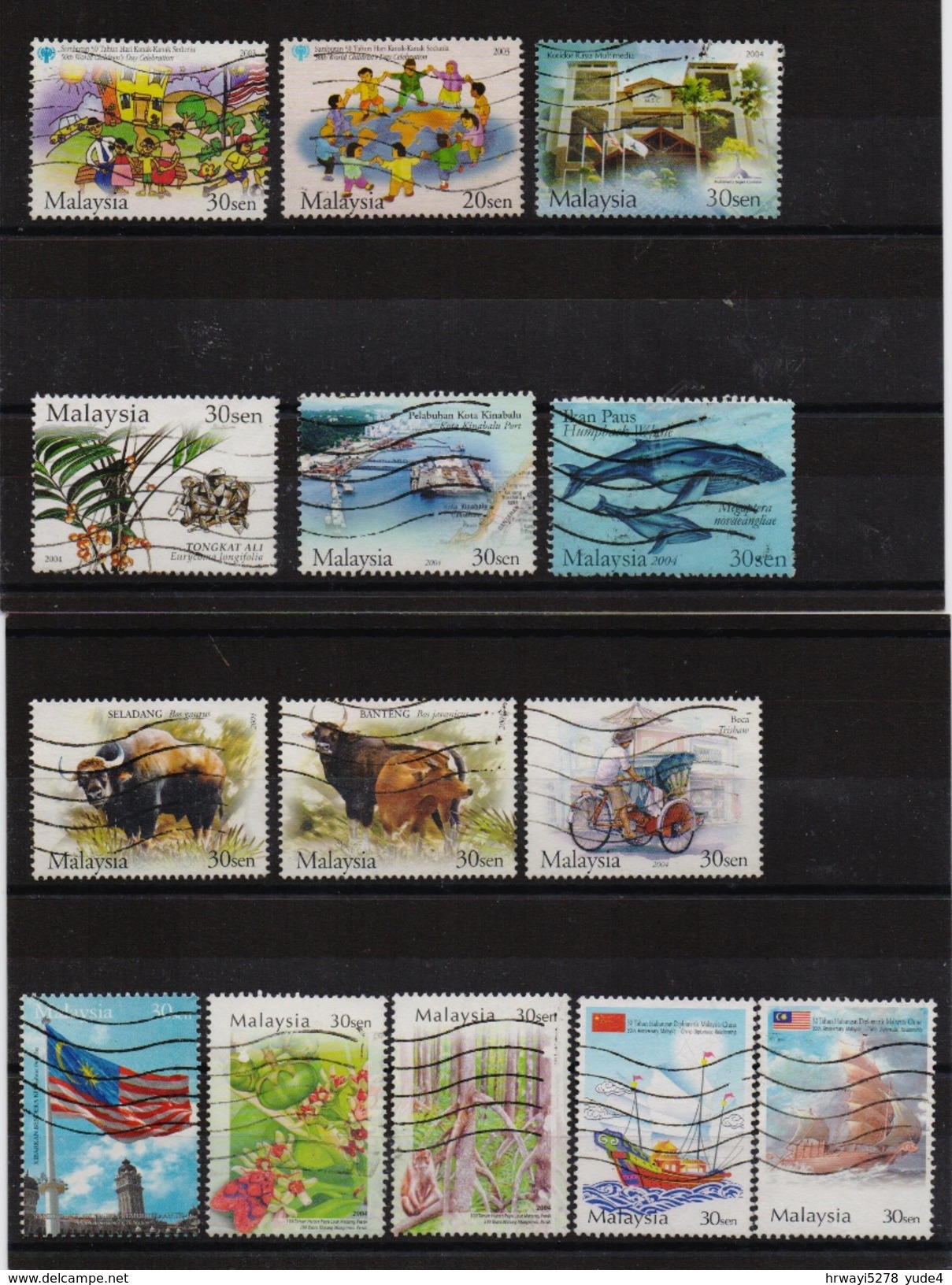 Malaysia 14 Nice Stamps With Topics, Fish, Whale, Ship, Animals, Insect, Monkey, Ect. - Malaysia (1964-...)