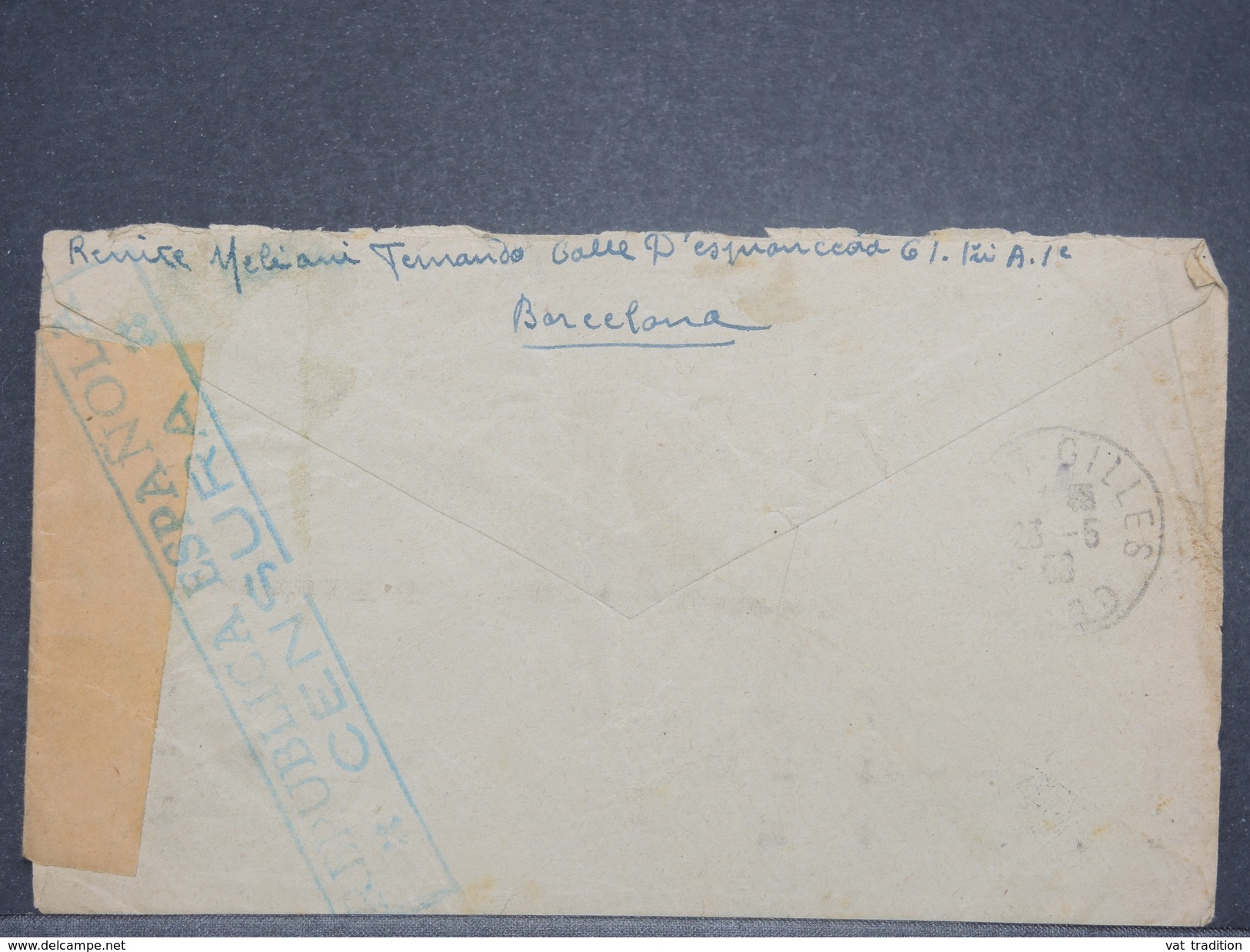 Espagne -  Enveloppe De Barcelone Pour La France En 1938 Avec Censure - L 8443 - Republicans Censor Marks