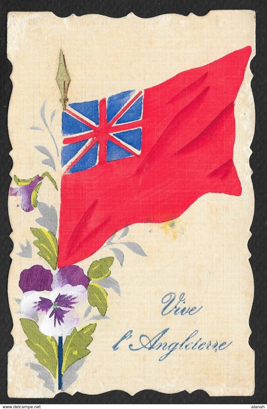 Peinte Drapeau "Vive L'Angleterre" Pensée - Guerre 1914-18