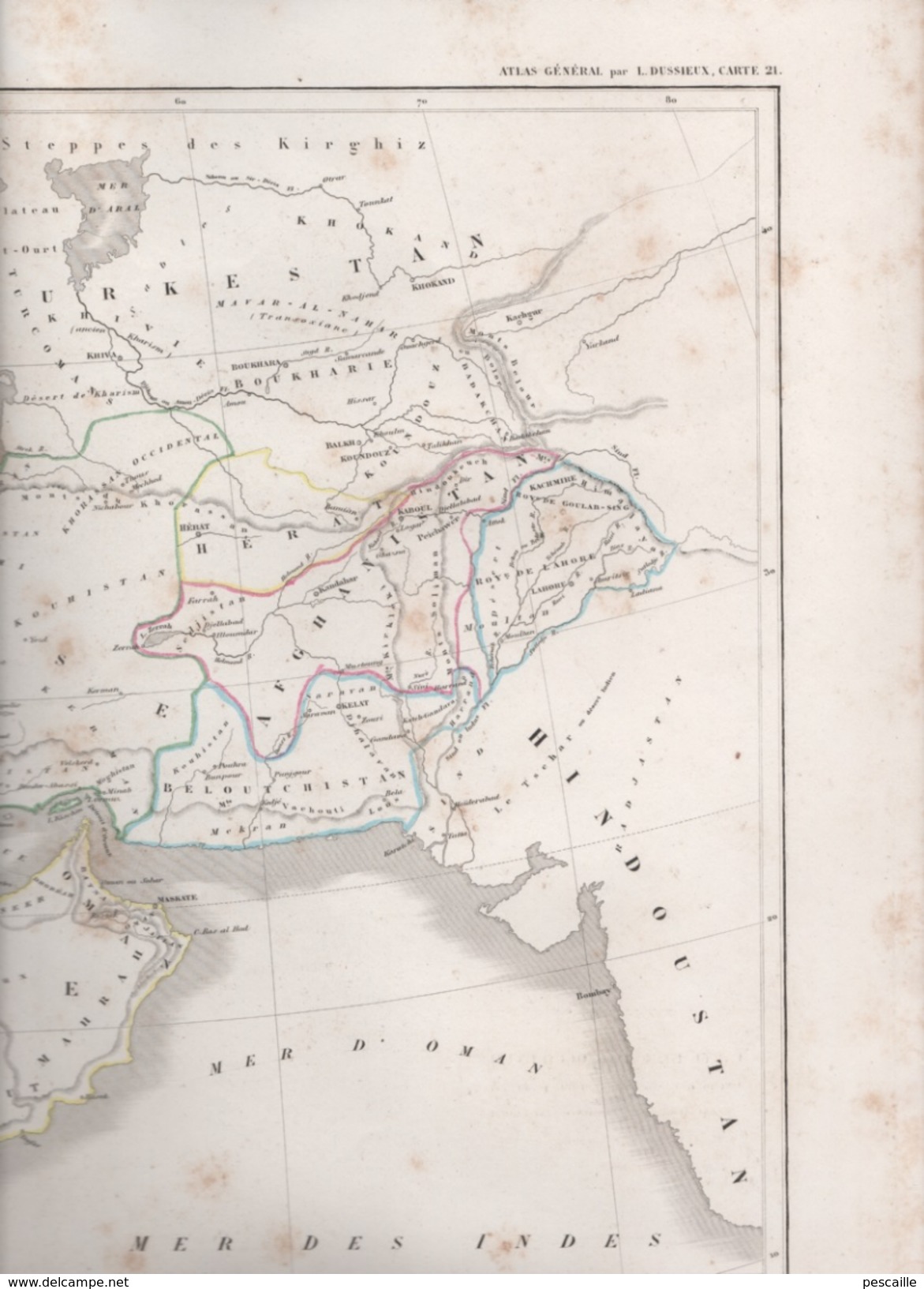 CARTE DE L'ASIE OCCIDENTALE DRESSEE PAR L DUSSIEUX EN 1847 - TURQUIE D'ASIE PERSE ARABIE TURKESTAN HERAT AFGHANISTAN - Geographical Maps