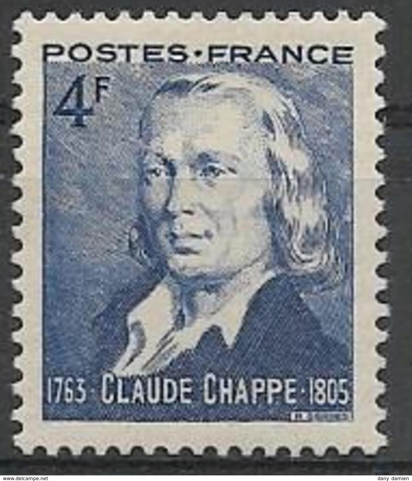 France - YT 619 - Sesquincentenaire Du Télégraphe Optique - Claude Chappe, Ingénieur (1944) NEUF ** SANS CHARNIERE - Neufs