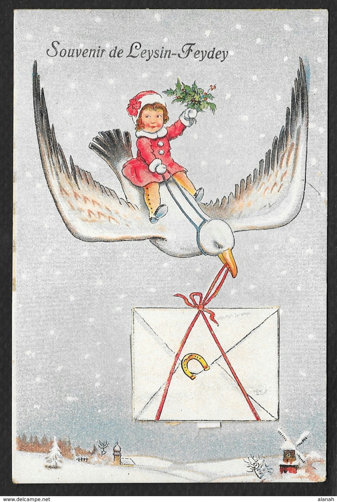 LEYSIN FEYDEY Rare Souvenir Carte à Système Oiseau Fillette (Observatoire) Suisse (VD) - Fey