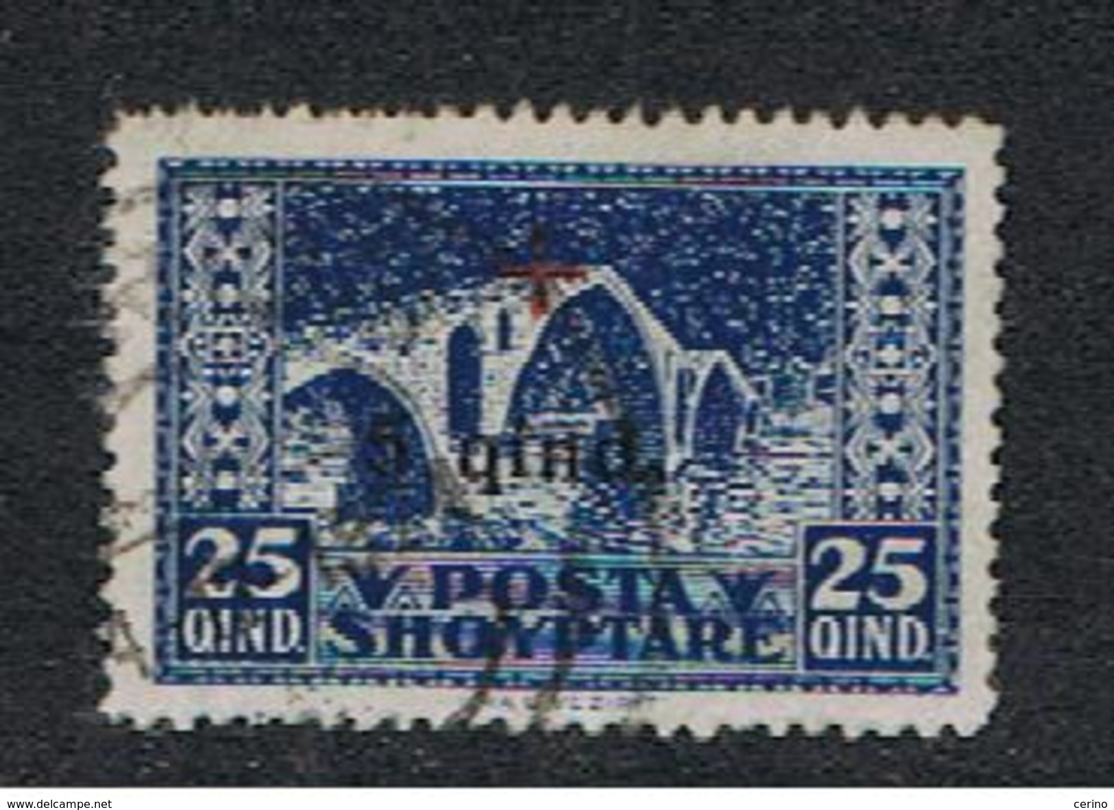 ALBANIA:  1924  SOPRASTAMPATO  -  5 Q. /25 Q. BLU  US. -  YV/TELL. 138 - Albania