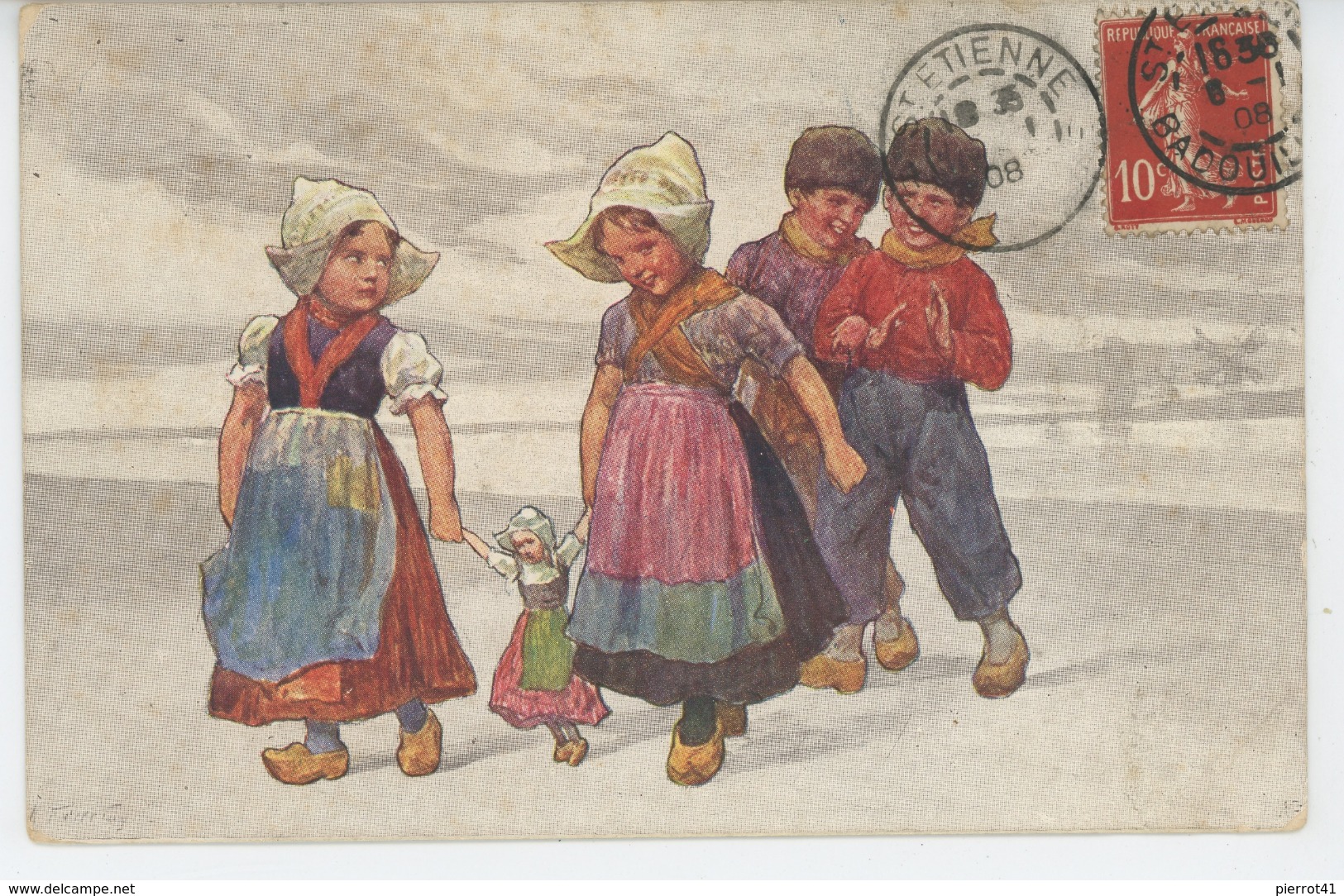 ENFANTS - Jolie Carte Fantaisie Enfants Hollandais Avec Poupée Signée FEIERTAG - B K W I 496-6 - Feiertag, Karl