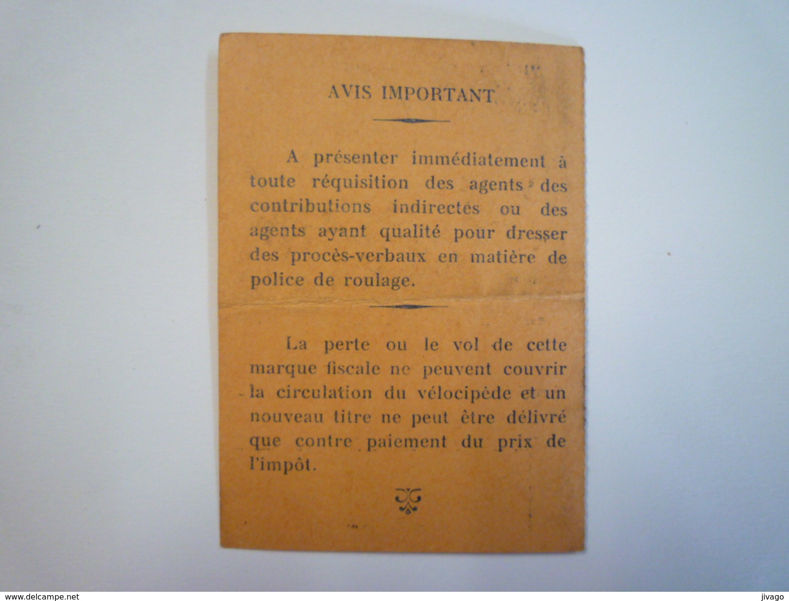 IMPÔTS Sur Les  VELOCIPEDES  Avec  CACHET FISCAL   1955    - Andere & Zonder Classificatie