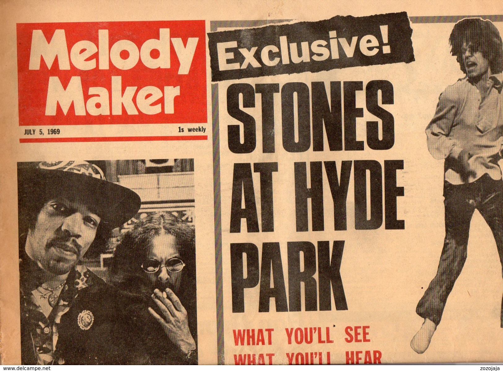 Rolling Stones At Hyde Park, Melody Maker Magazine, July 5, 1969 - Affiches & Posters