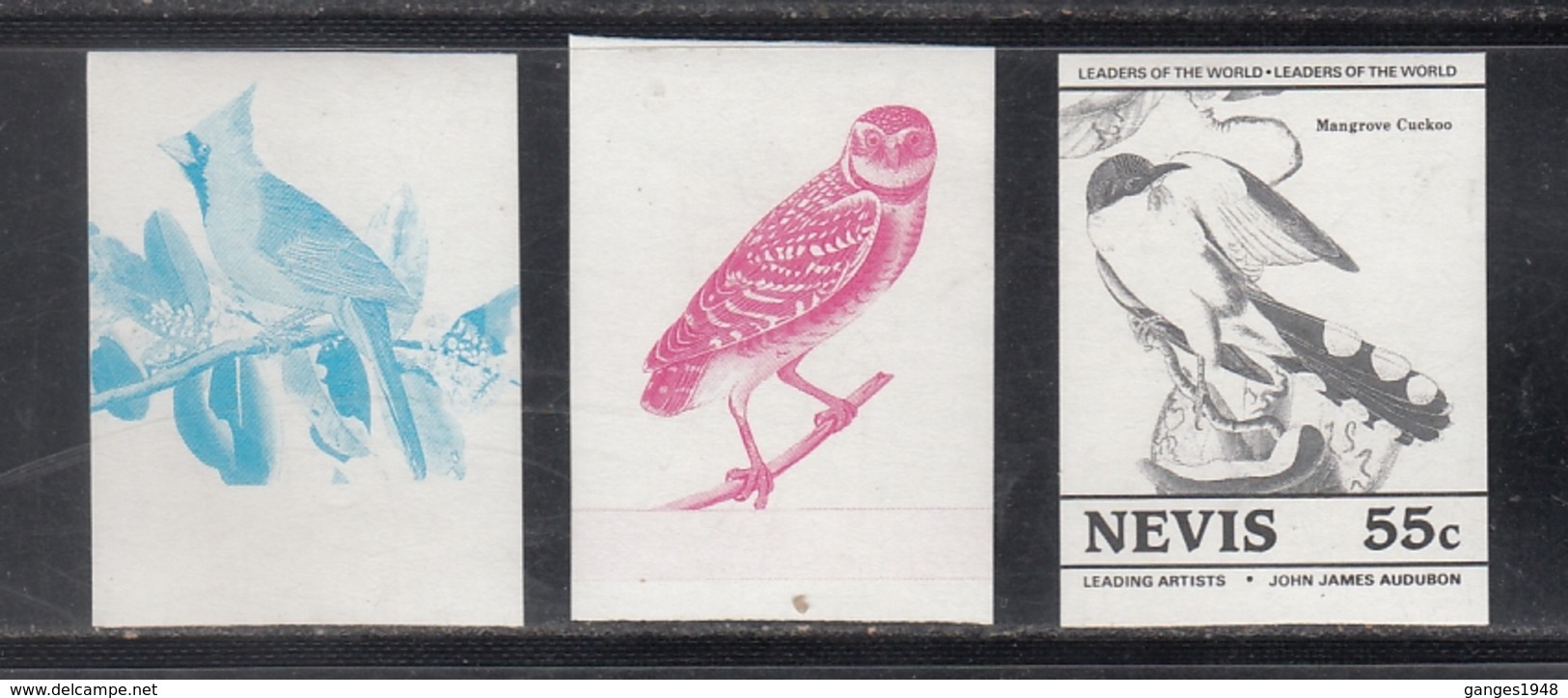 Nevis  Birds  Colour Trials  3v  Imperf   # 95176 - Songbirds & Tree Dwellers