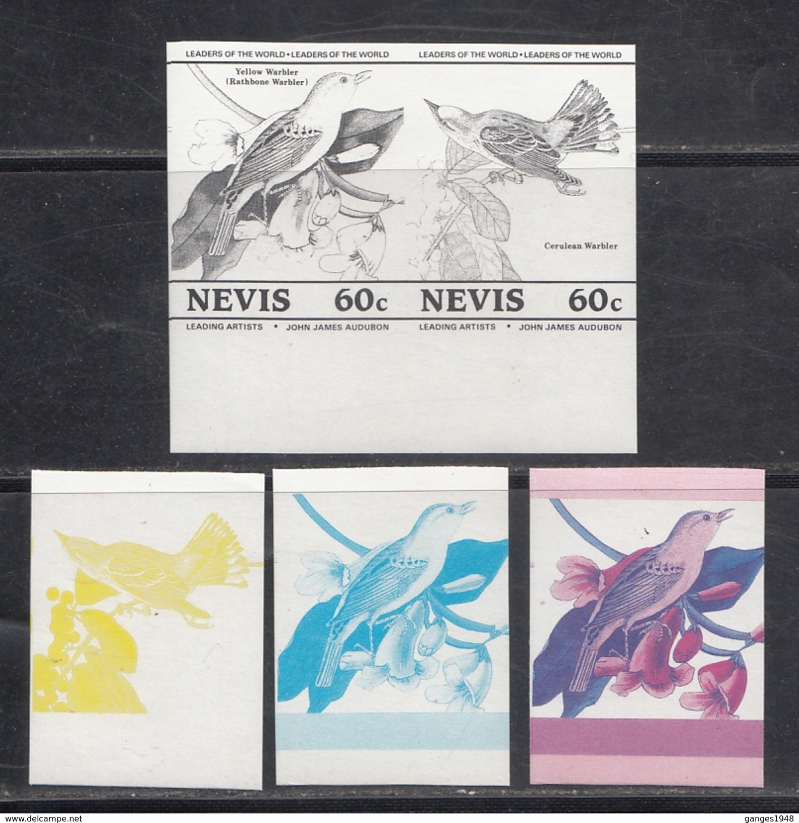 Nevis  Birds  Colour Trials  5v  Imperf   # 95171 - Songbirds & Tree Dwellers