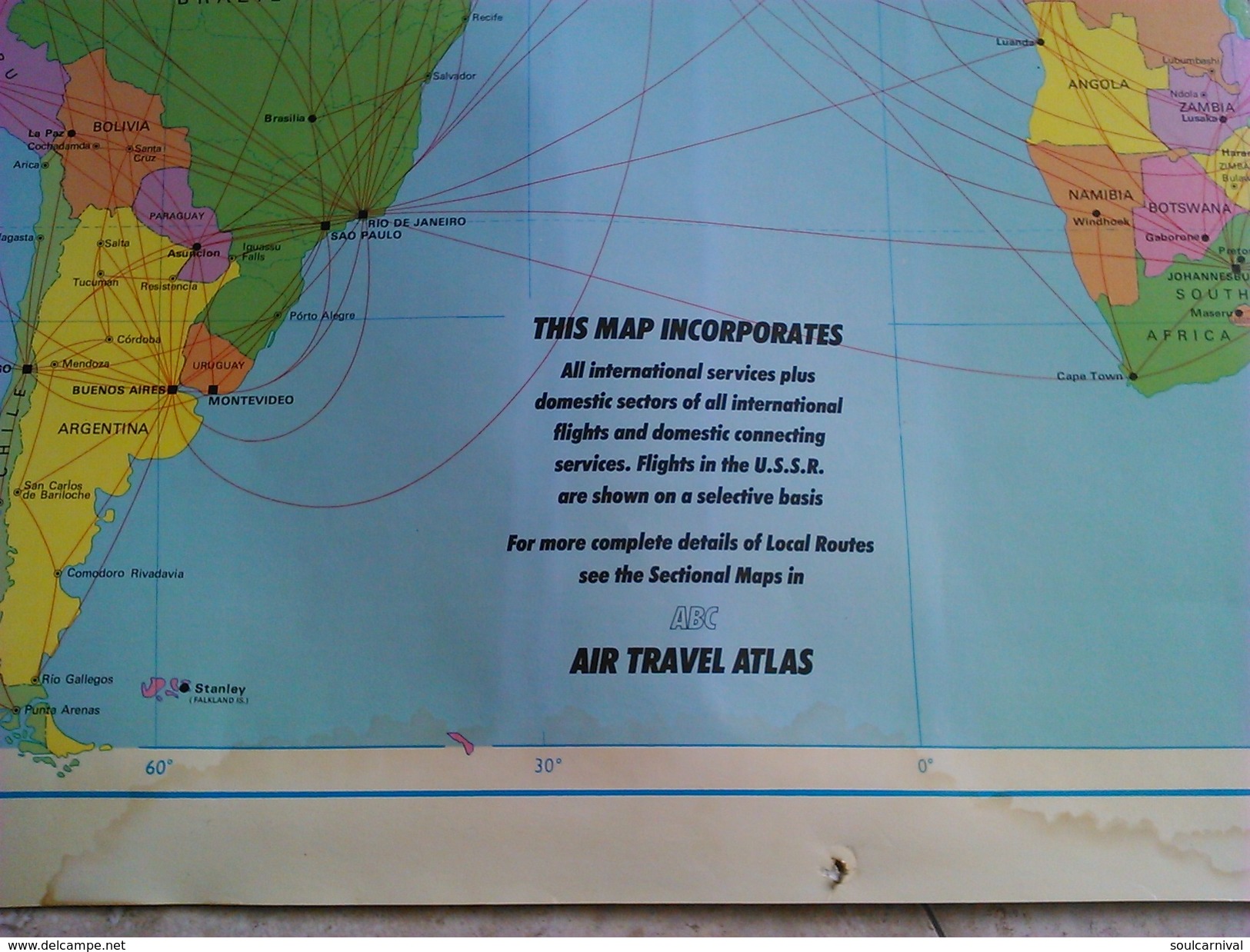 ABC WORLD AIRWAYS GUIDE INTERNATIONAL ROUTE MAP. 1985 APROX. 121,5X71,5 CM. AIRLINES. - Monde