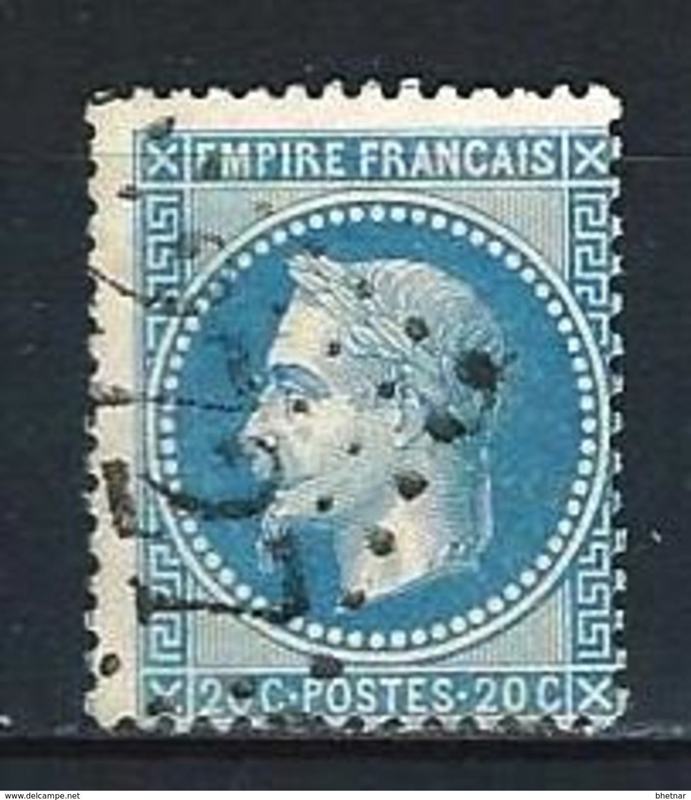 YT 269B " Napoléon III Lauré 20c. Bleu " GC 2727 ONZAIN - 1863-1870 Napoleon III With Laurels