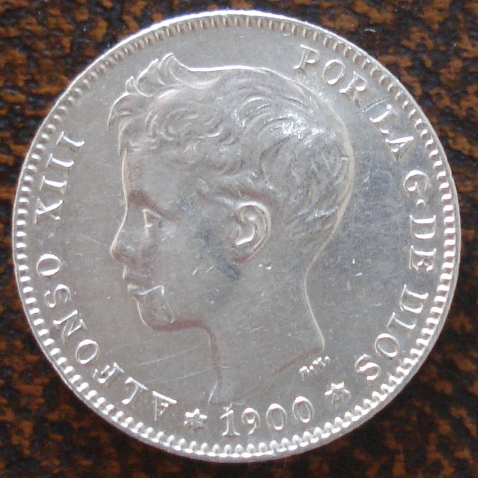 (J) ESPAÑA - SPAIN - Alfonso XIII: Silver Peseta 1900 19-00 AU (90)  SALE!!!!! - Otros & Sin Clasificación