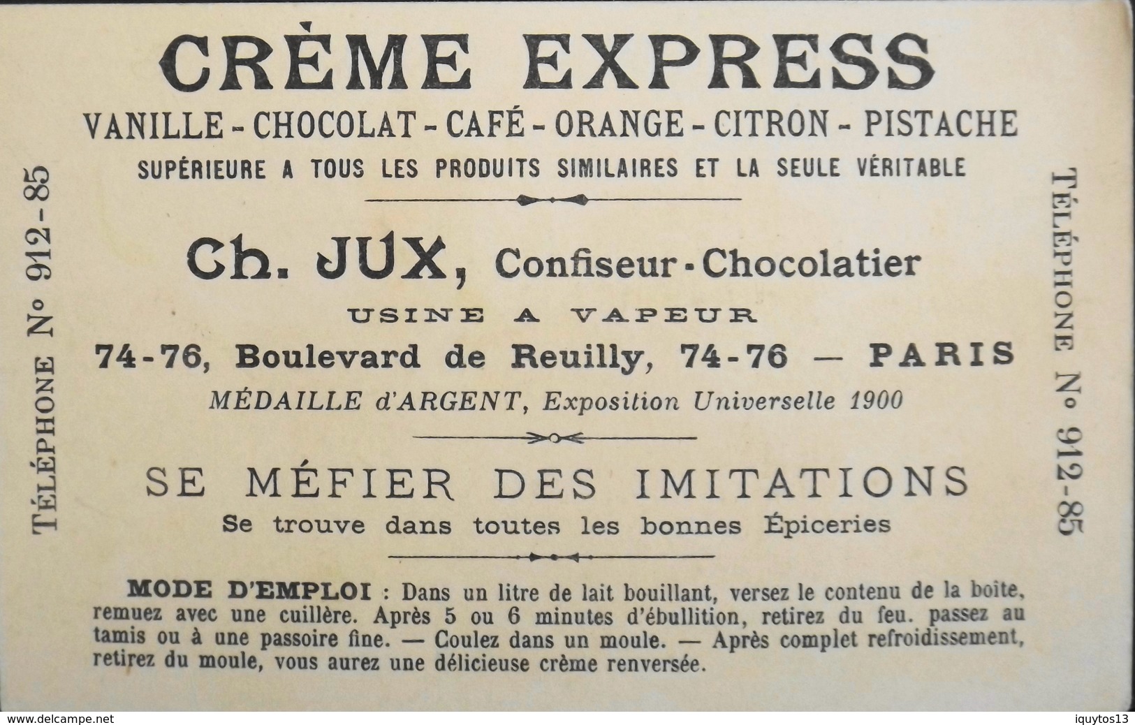 CHROMO - Crème Express Ch. JUX , Confiseur - Chocolatier - L'Habitation Humaine - Maison Perse - TBE - Andere & Zonder Classificatie