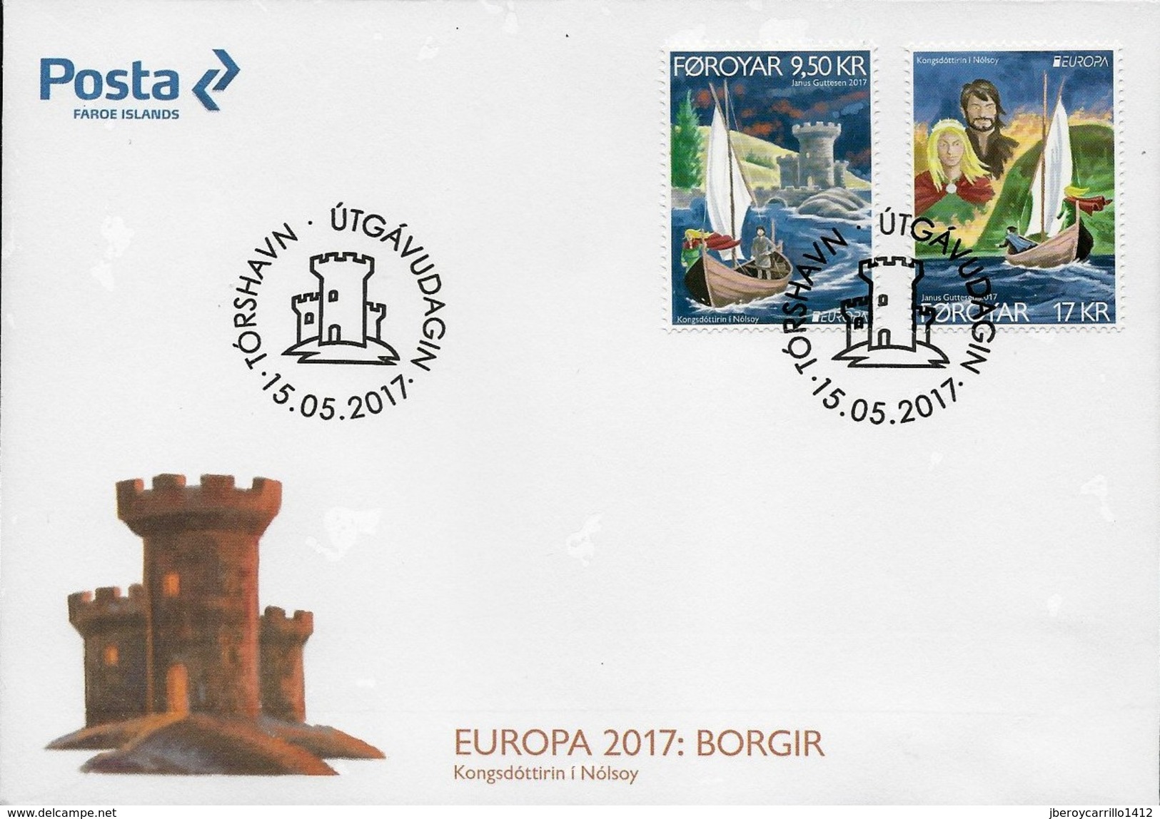 FAROE ISLANDS/ FÉROÉ / FØROYAR/ FÄROËR -EUROPA 2017- "CASTILLOS - CASTLES - SCHLÖSSER".- FDC De La SERIE De 2 V. - 2017