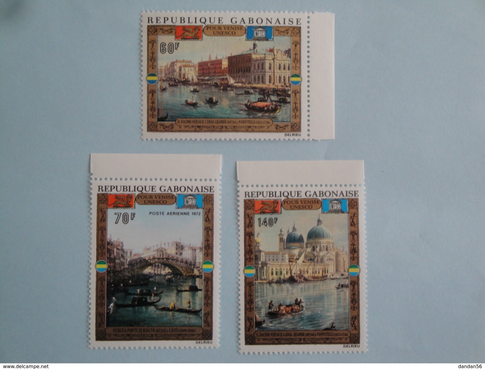 1972  Gabon Yvert  PA 124/5 ** Bateaux Ships  Scott C 123/5 Michel 456/8 SG 443/5 UNESCO Venise Painting - Gabon