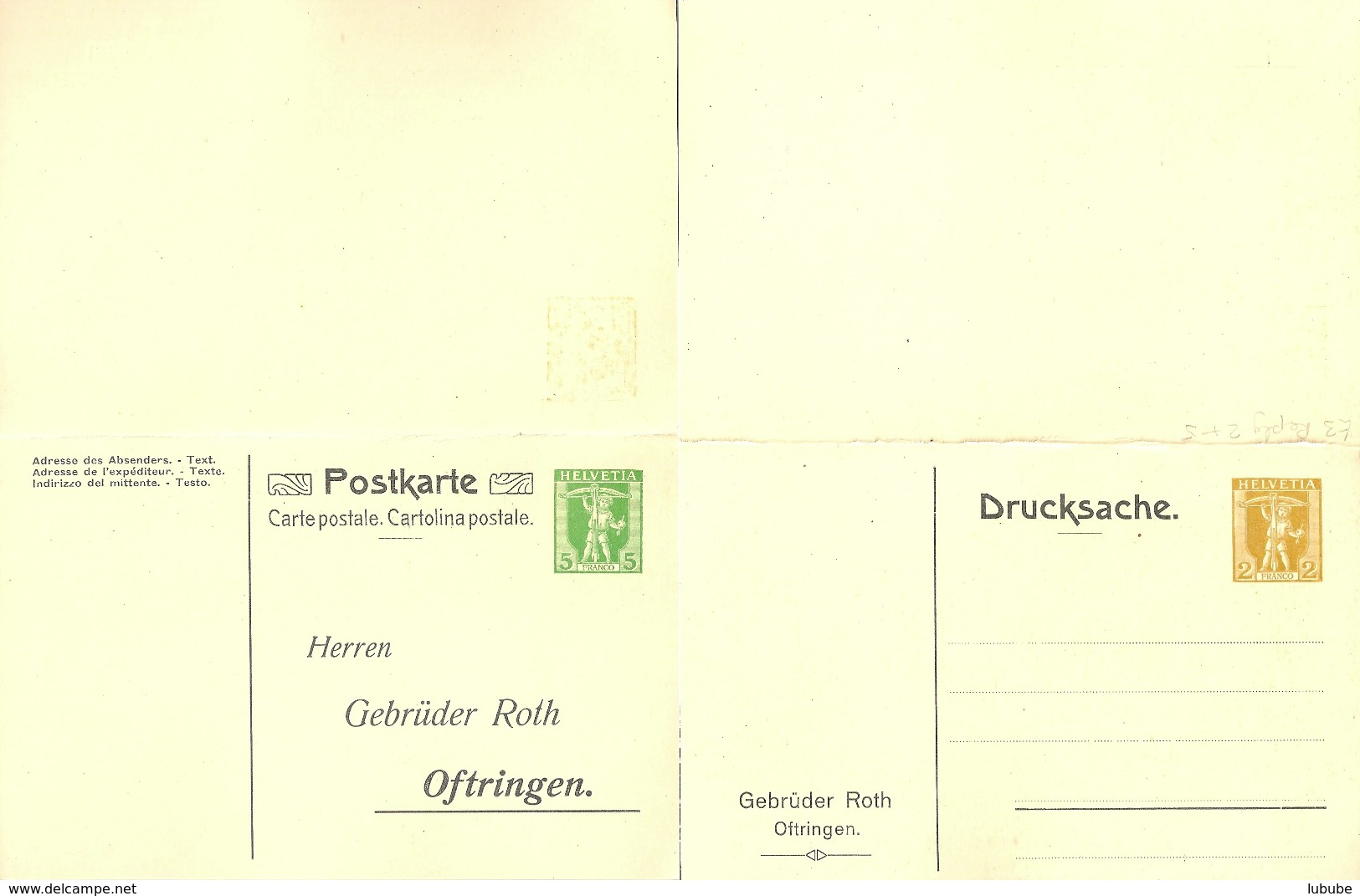 PrP-12  "Gebrüder Roth, Oftringen"           1907 - Entiers Postaux