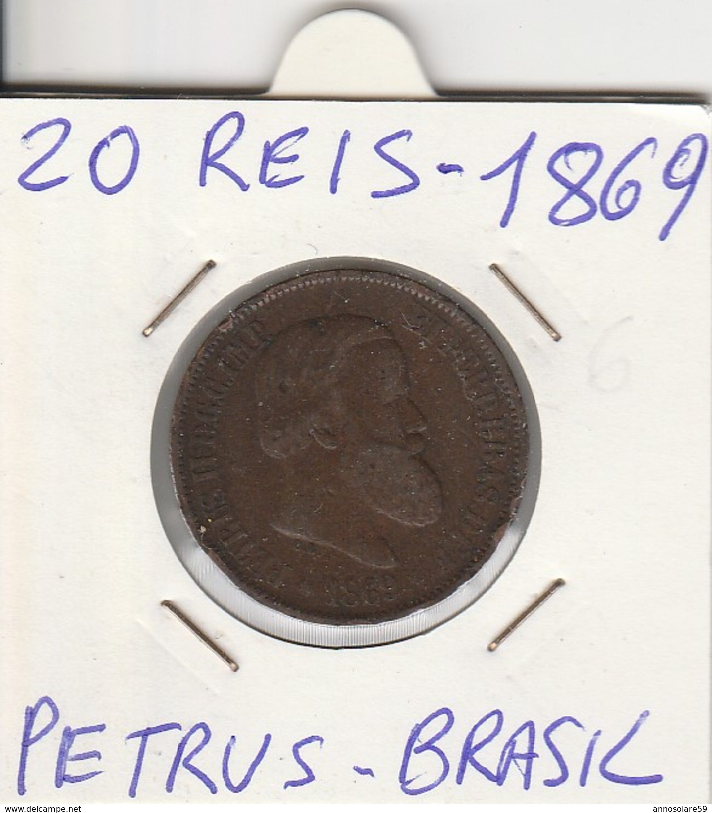 20 REIS 1869 - PETRUS II - BRASILE-  BUONA CONSERVAZIONE- LEGGI - Brazil