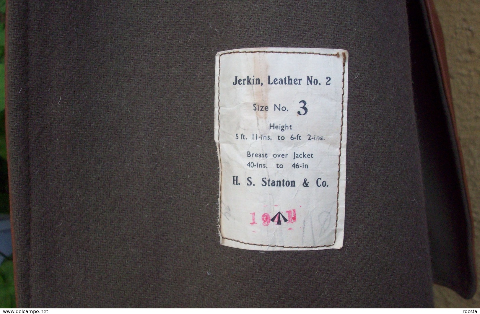 WW2 British Army thench leather vest Jerkin Size 3 - 1941 dated (original, NOT USED)