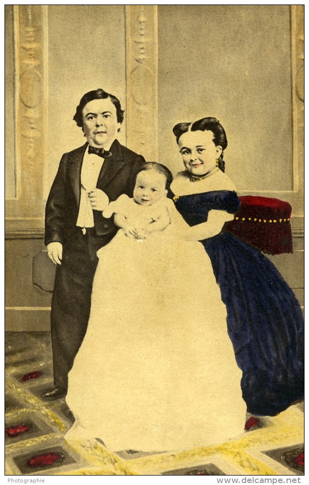 USA Cirque P.T. Barnum General Tom Thumb Lavinia Warren &amp; Bebe Ancienne Photo CDV 1870 - Old (before 1900)