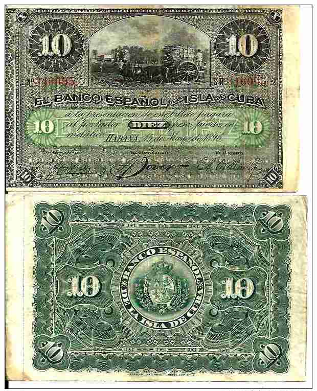 Cu Ba10 PESOS 15/5/1996 -  Pick 49c (Banco Espanol - Printed Date) TTB (VF) - Cuba