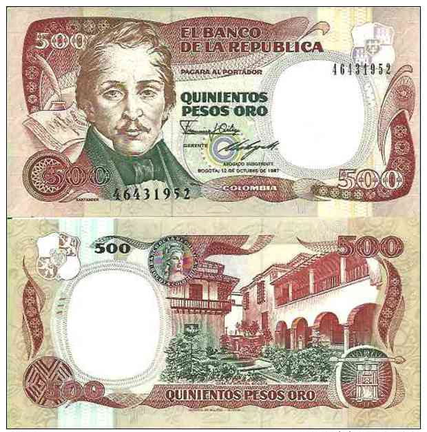 Colombie - Colombia 500 PESOS ORO (12/10/1987) Pick 431a NEUF-UNC - Colombia