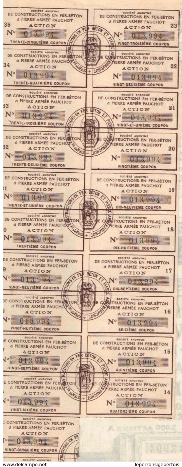 Action Ancienne - Constructions En Fer-Béton | Pierre Armée PAUCHOT. - Titre De 1928 - Industry
