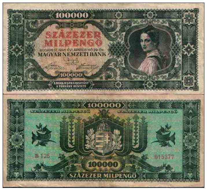 Hongrie Hungary 100 000 MILPENGO 1946- Pick 127 TTB - Hongarije