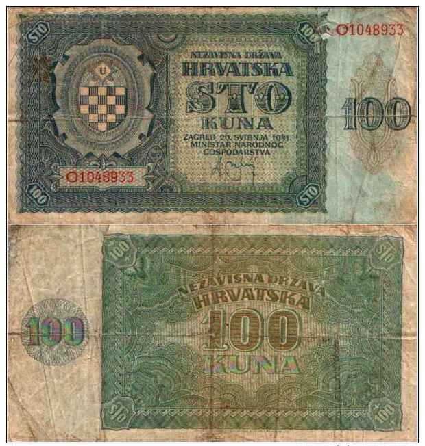 Croatie - Croatia 100 KUNA 1941 - Pick 2 TB (Fine) - Croatia