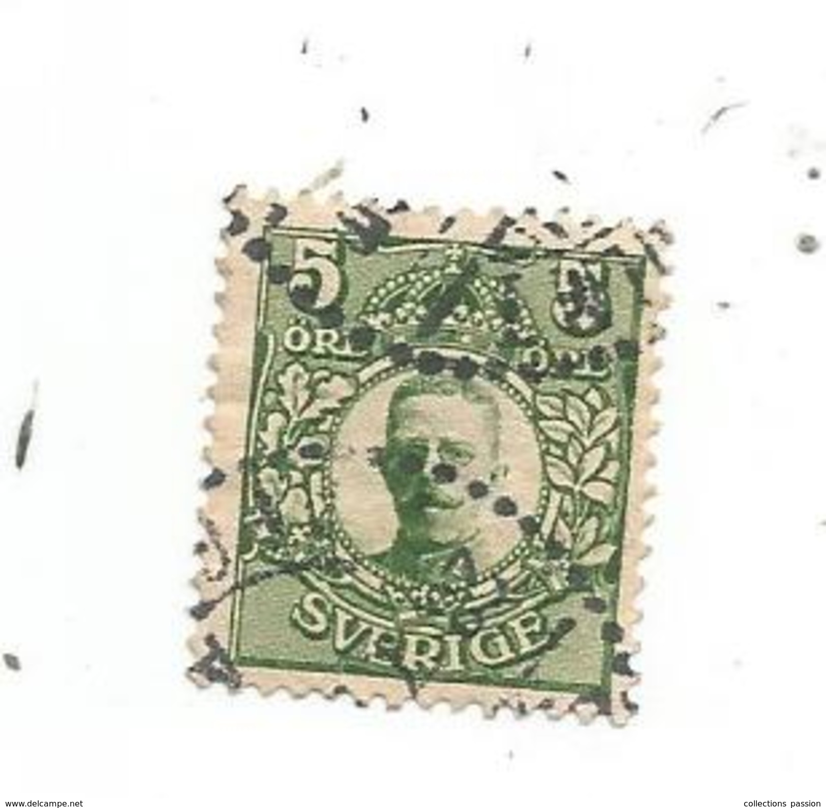 TIMBRE , SUEDE , GUSTAVE V , 5 Ore , Oblitéré - Used Stamps