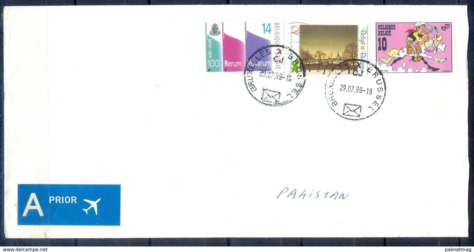 J483- Postal Used Cover. Posted From Belgie Belgium To Pakistan. Plants. Tree. Cartoon. - Other & Unclassified