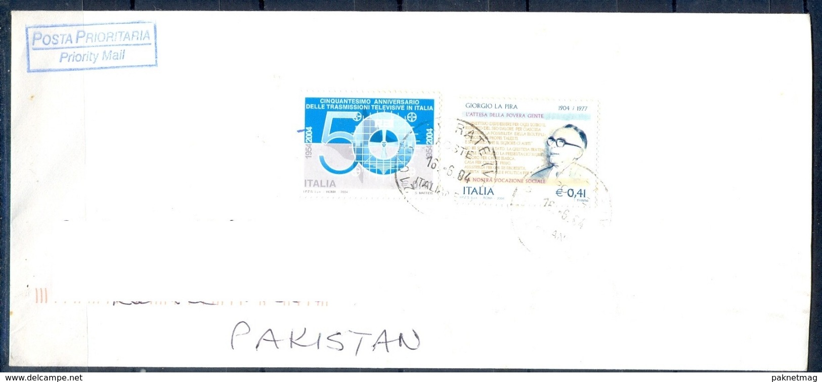 J502- Postal Used Cover. Posted From Italia Italy To Pakistan. Famous People. - Unclassified