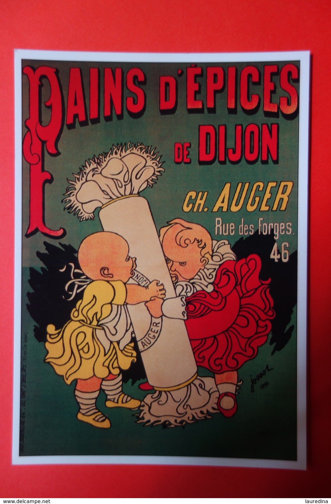 CPM PUB -  PAINS D'EPICES DE DIJON CH. AUGER PAR JOSSOT - Advertising