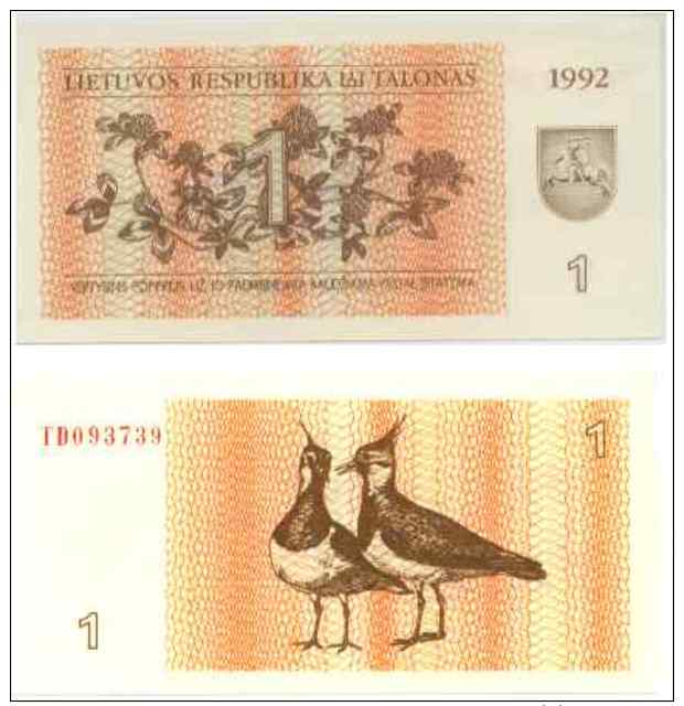 Lituanie - Lithuania - 1 TALONAS 1992 - Pick 39 (UNC) - Lituanie