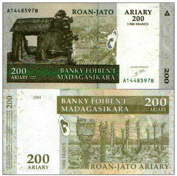 Madagascar 200 ARIARY (2004) Pick 87 UNC -  NEUF - Madagascar