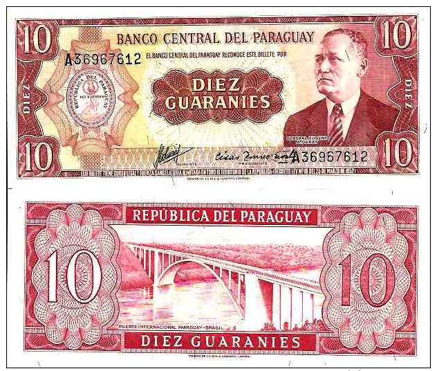 Paraguay 10 GUARANIES (L 1952) - Pick 196b NEUF (UNC) - Paraguay