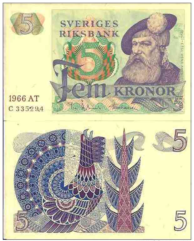 Suède - Sweden 5 KRONOR Pick 51a (1966)  UNC - Zweden