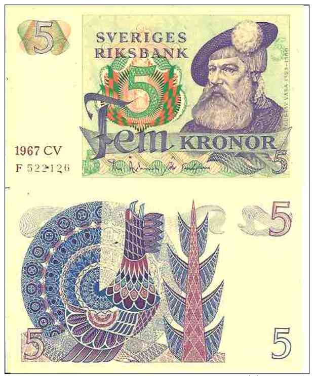 Suède - Sweden 5 KRONOR Pick 51a (1967)  UNC - NEUF - Suède