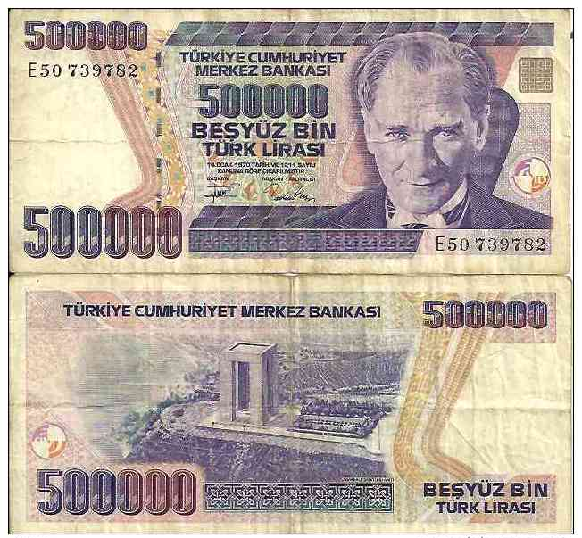 Turquie - Turkey 500 000 LIRA 1993 -  Pick 208 TB+ (Fine) - Turquie