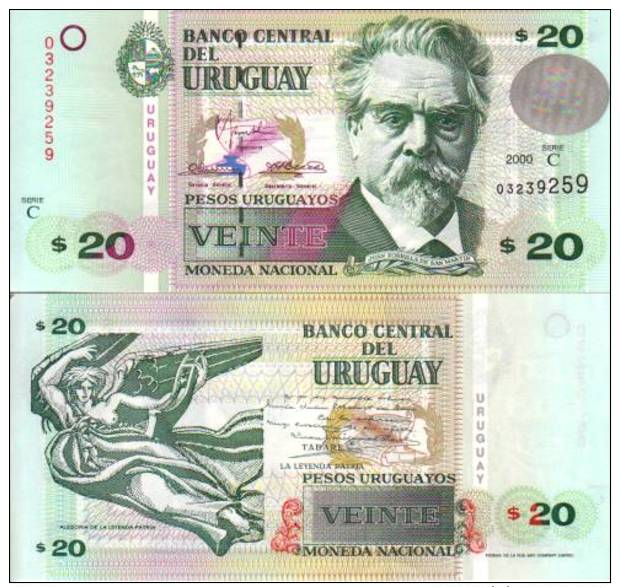 Uruguay 20 PESOS URUGUAYOS (2000) Pick 83a NEUF-UNC - Uruguay