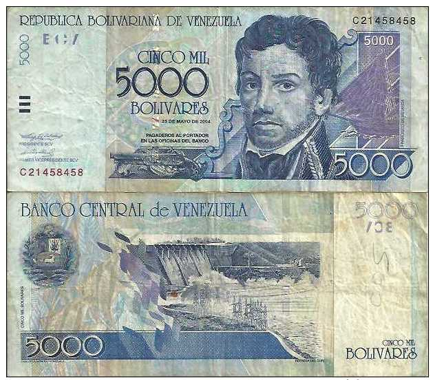 Venezuela 5000 BOLIVARES 2004 - Pick 84c TB+ (F) - Venezuela