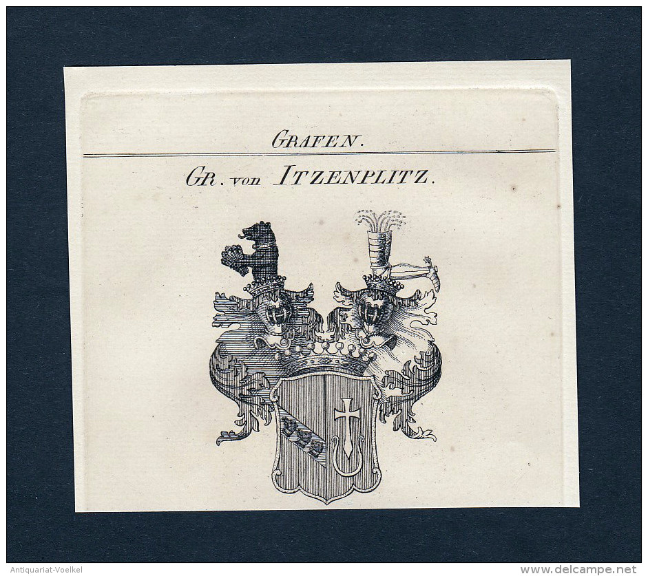 Gr. Von Itzenplitz - Itzenplitz Wappen Adel Coat Of Arms Kupferstich  Heraldry Heraldik - Estampes & Gravures